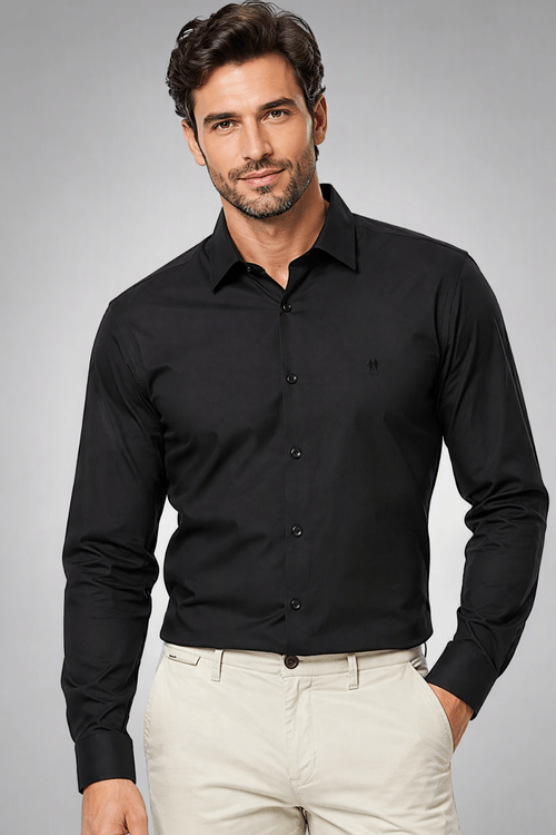 Camisa Masculina Premium Slim Fit Polo Wear Preto