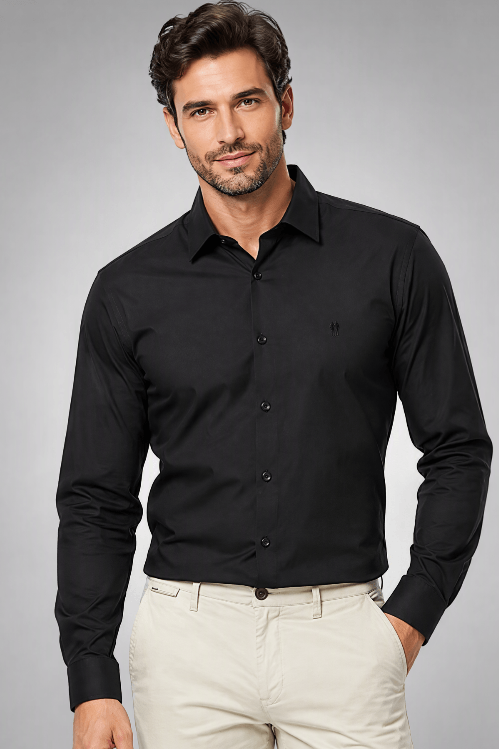 Camisa Masculina Premium Slim Fit Polo Wear Preto