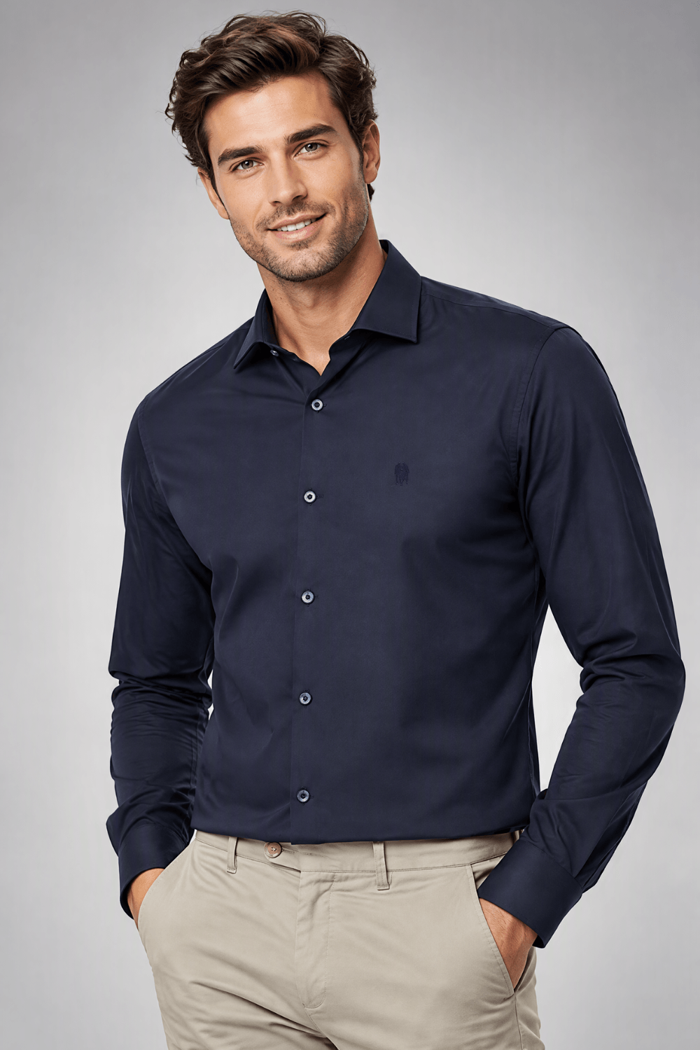 Camisa Masculina Premium Slim Fit Polo Wear Marinho