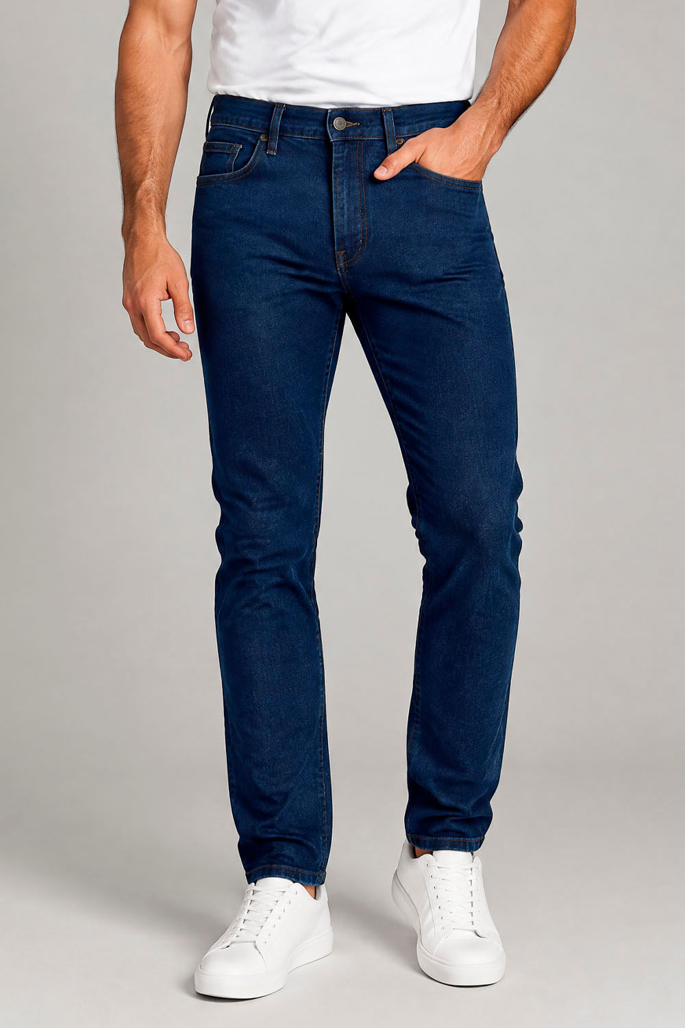 Calça Jeans Slim Básica Versátil Polo Wear Jeans Escuro