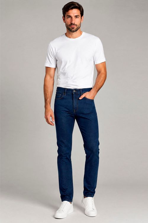 Calça Jeans Slim Básica Versátil Polo Wear Jeans Escuro