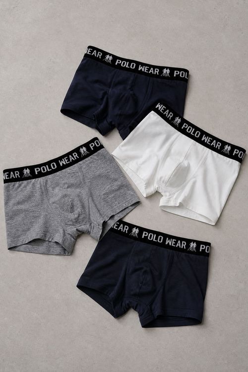 Kit 4 Cuecas Boxer Algodão Polo Wear Sortido