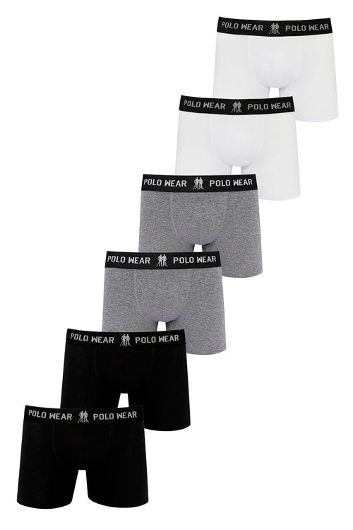 Kit 6 Cuecas Boxer Algodão Sem Costura Lateral Polo Wear Sortido
