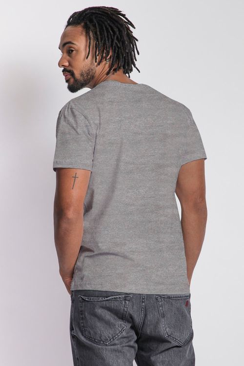 Camiseta Masculina Básica Lisa Casual Polo Wear Mescla Escuro