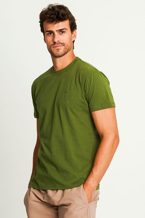 Camiseta Masculina Básica Lisa Casual Polo Wear Verde Médio