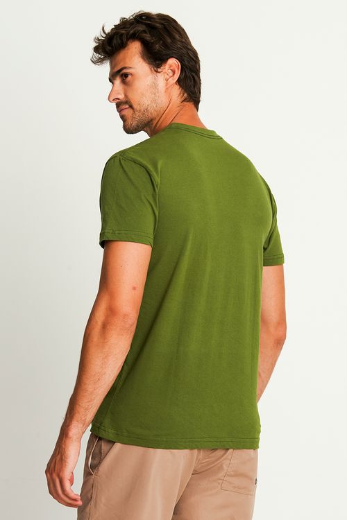 Camiseta Masculina Básica Lisa Casual Polo Wear Verde Médio
