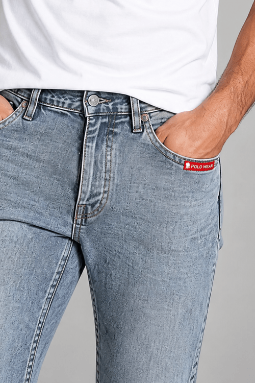 Calça Jeans Slim Masculina Básica Polo Wear Marmorizada