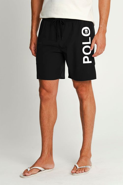 Short Vôlei Logo Polo Wear Lateral  Preto