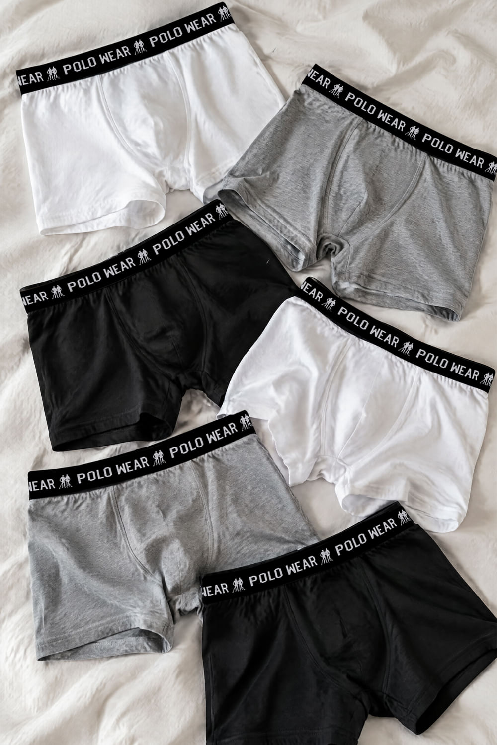 Kit 6 Cuecas Boxer Algodão Sem Costura Lateral Polo Wear Sortido