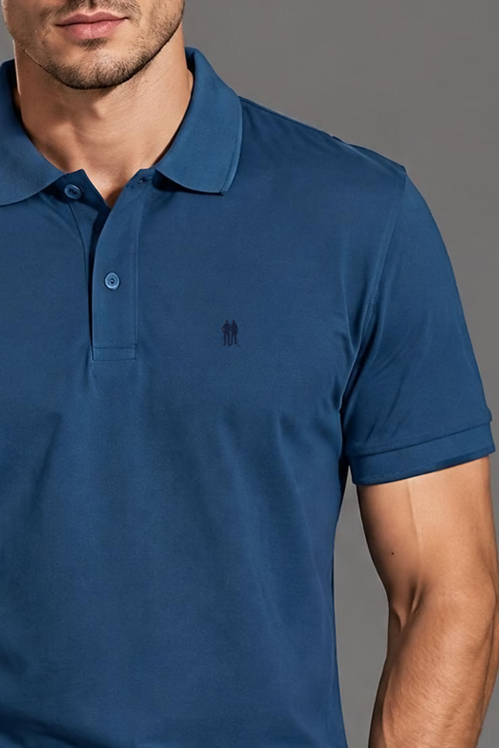 Polo Piquet Lisa Com Botão Polo Wear Azul
