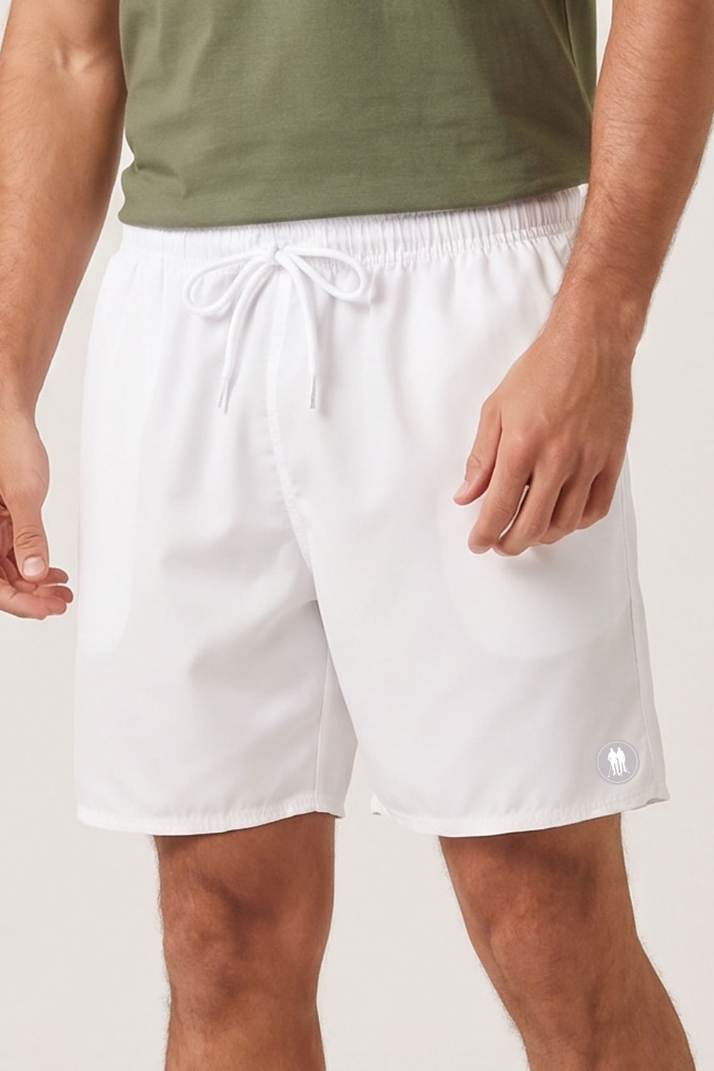 Short Vôlei Básico Liso Logo Silk Polo Wear Off White