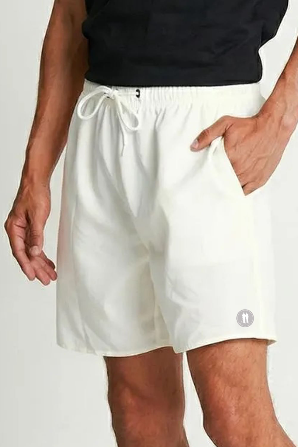 Short Vôlei Básico Liso Logo Silk Polo Wear Branco